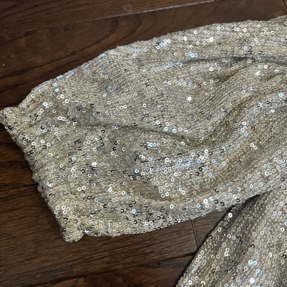 Champagne Sequin Off-Shoulder Dress by Venus - Picture 3 of 6